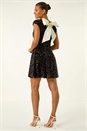 Black Sequin Bow Back Flare Dress, Image 3 of 5