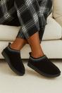 Black Faux Fur Lined Comfy Aztec Embroidered Ultra Mini Booties Slippers, Image 1 of 6