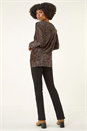 Tan Animal Print Bubble Hem Top, Image 3 of 5