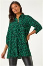 Green Swing Shape Animal Print Blouse, Image 2 of 5