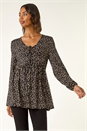 Black Printed Snit Jersey Top, Image 2 of 6
