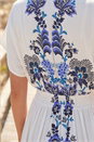 Blue Petite Border Print V-Neck Midi Dress , Image 4 of 4