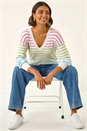Ivory  Stripe Boyfriend Knit Jumper , Image 2 of 5