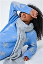 Blue Petite Metallic Star Print Longline Jumper, Image 1 of 5