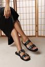 Black Orchard Slide On Double Buckle Studded Sandal, Image 1 of 6