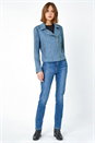 Steel Blue Faux Suede Biker Jacket, Image 5 of 6