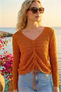 Orange Sequin Tie Front Knitted Top, Image 1 of 4