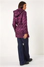 Magenta Wave Quilted Puffer Hooded Coat, Image 3 of 7