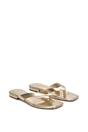 Gold XY LONDON Gold 'Rio' Thong Strap Slip On Flip Flop Square Toe Slide, Image 3 of 5