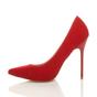 Red AJVANI Red High Stiletto Heel Pointed Toe Court Shoes, Image 3 of 6