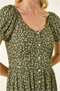 KHAKI Spotty Heart Button Midi Dress, Image 5 of 5