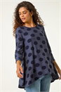Navy  Textured Spot Swing Hem Tunic, Image 1 of 5