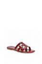 Red XY LONDON Red 'Ellie' Square Toe Cut Out Strap Flat Sandal Slides, Image 2 of 5