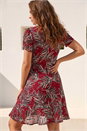 Red Petite Leaf Lace Ruched Dress, Image 2 of 4