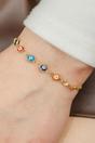 Gold Tiny Turkish Evil Eye Adjustable Bracelet, Image 1 of 2