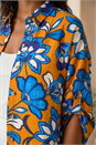 Orange Floral Button Up Blouse, Image 4 of 4