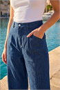 Indigo Petite Stitch Pocket Wide Leg Jeans, Image 4 of 4