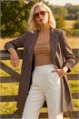 Brown Petite Button Check Coat, Image 1 of 4