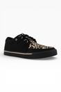 Black TUK Footwear Black Pointed Creeper Sneaker Leopard Canvas Shoes, Image 2 of 8