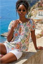 Blue Postcard Print Bardot Top, Image 1 of 4