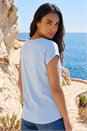 Light Blue  Plain Stretch Cotton Jersey T-Shirt, Image 3 of 4