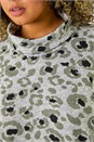 Grey Curve Animal Print Roll Neck Top, Image 5 of 5