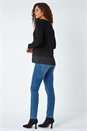 Black Lace Trim Chiffon Hem Jumper, Image 3 of 5