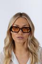 Black Oval Geomentric Sunglasses in Black Orange, Image 1 of 6
