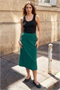 Dark Green Petite Cord Pocket Skirt, Image 2 of 4