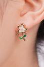 Multi Pink Floral CZ Statement Stud Earrings, Image 2 of 3