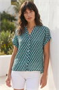 Blue Geometric Print Relaxed Shirt, Image 1 of 4
