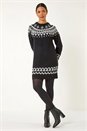 Black Geometric Print Knitted Shift Dress, Image 2 of 5
