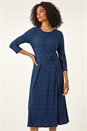Blue Abstract Stretch Ruched Dress, Image 1 of 5