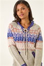 Light Grey Nordic Print Hooded Jumper, Image 4 of 5