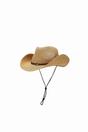 Beige Wide Brim Straw Sun Hat with Chin Strap, Image 4 of 4