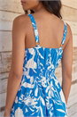 Blue Shirred Waist Strappy Midi Dress, Image 4 of 4
