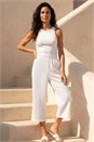 White Classic Crinkle Crop Trouser, Image 1 of 5