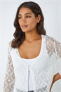 Ivory  Knitted Crochet Shimmer Shrug, Image 4 of 5