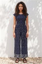 Navy  Petite Frill Sleeve Jumpsuit, Image 2 of 4