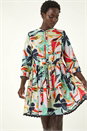 Multi  Abstract Print Button Shirt Dress, Image 4 of 5