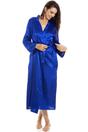 Blue Camille Lingerie Blue Full Length Long Sleeve Plain Satin Wrap, Image 1 of 5
