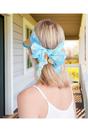 Turqouise Misha - Chiffon Tie Straw Visor - Pale Turquoise, Image 2 of 3
