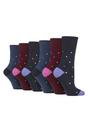 Charcoal 6 Pairs Patterned Non-Binding Cotton Socks, Image 1 of 4