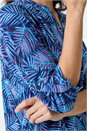 Blue Leaf Print V-Neck Stretch Jersey Blouse, Image 5 of 5