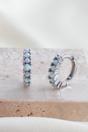 Silver Sterling Silver White Opal Huggie Hoops, Image 3 of 3