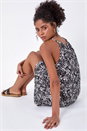 Black Ditsy Floral Frill Hem Dress, Image 1 of 5