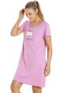 Lilac Camille Lingerie Lilac Short Sleeve Cat Print Nightdress, Image 2 of 4