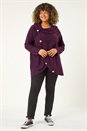 Purple Curve Cowl Neck Button Wrap Top, Image 2 of 5