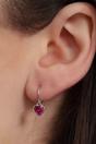 Fuchsia Sterling Silver CZ Heart Huggie Hoops, Image 2 of 2