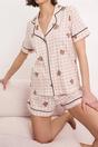 Multi Bear Print Check Short Sleeve Pyjama Lounge Short Set, Image 2 of 4